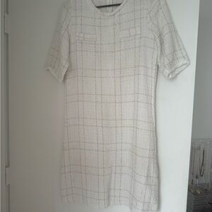 Elegant White Plaid Dress